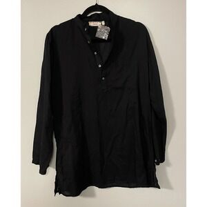 Dolma Top Women Small Black Cotton Oversized Tunic‎ Long Sleeve Beach Coverup